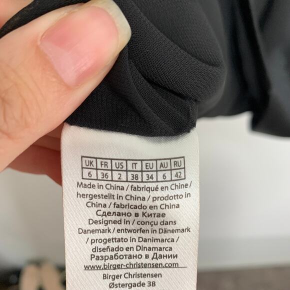 Rotate Annie Frill Trim Satin Black Mini Dress Womens New US 2 - Picture 14 of 16